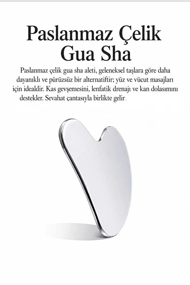 Premium Paslanmaz Çelik Gua Sha ve Keten Saklama Kesesi - Face Yoga- Yüz Masajı - Metal-Lüks Gua Sha Premium Paslanmaz Çelik Gua Sha ve Keten Saklama Kesesi - Face Yoga- Yüz Masajı - Metal-Lüks Gua Sha